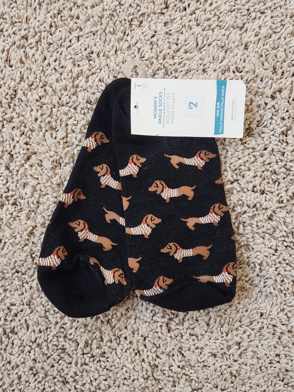 Old Navy Women's Black Ankle Socks Sweater Dachshunds